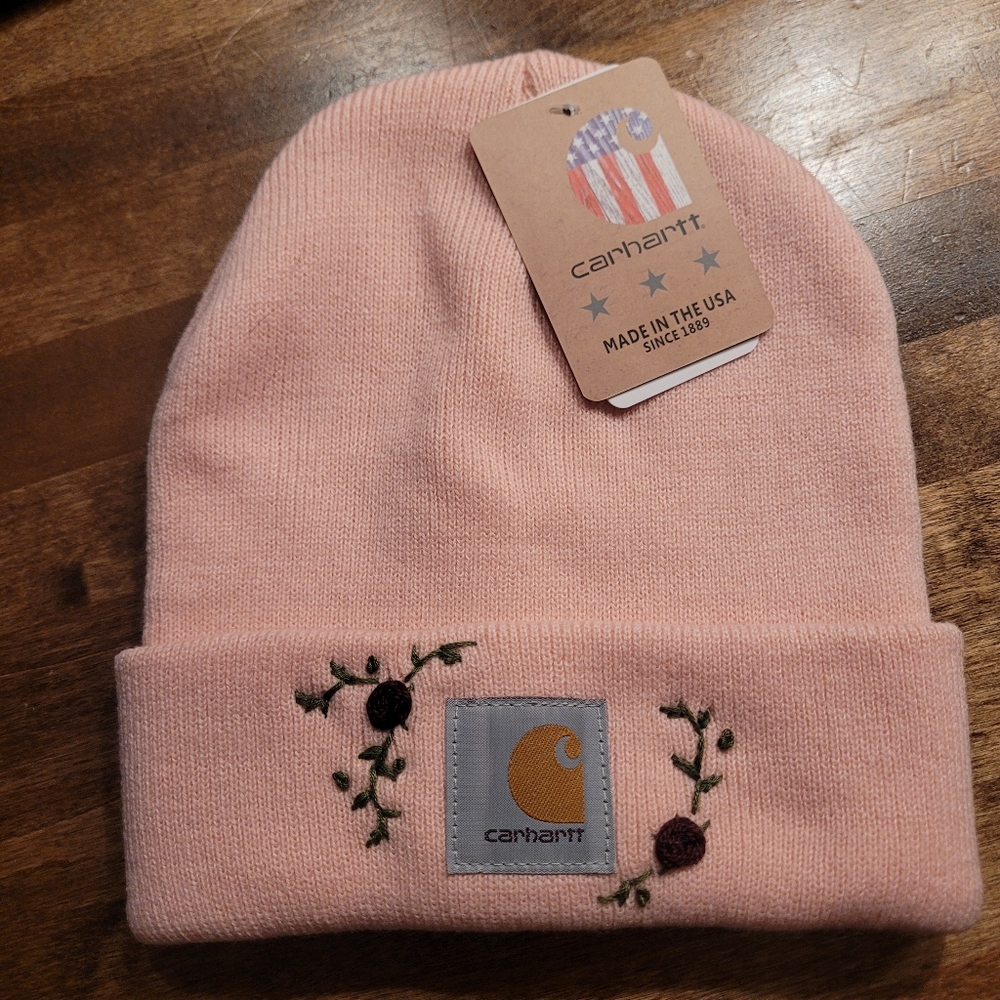 Hand embroidered pink carhartt hat